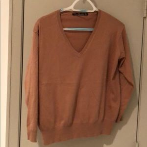 🍎Zara Knit Tan V Neck Sweater